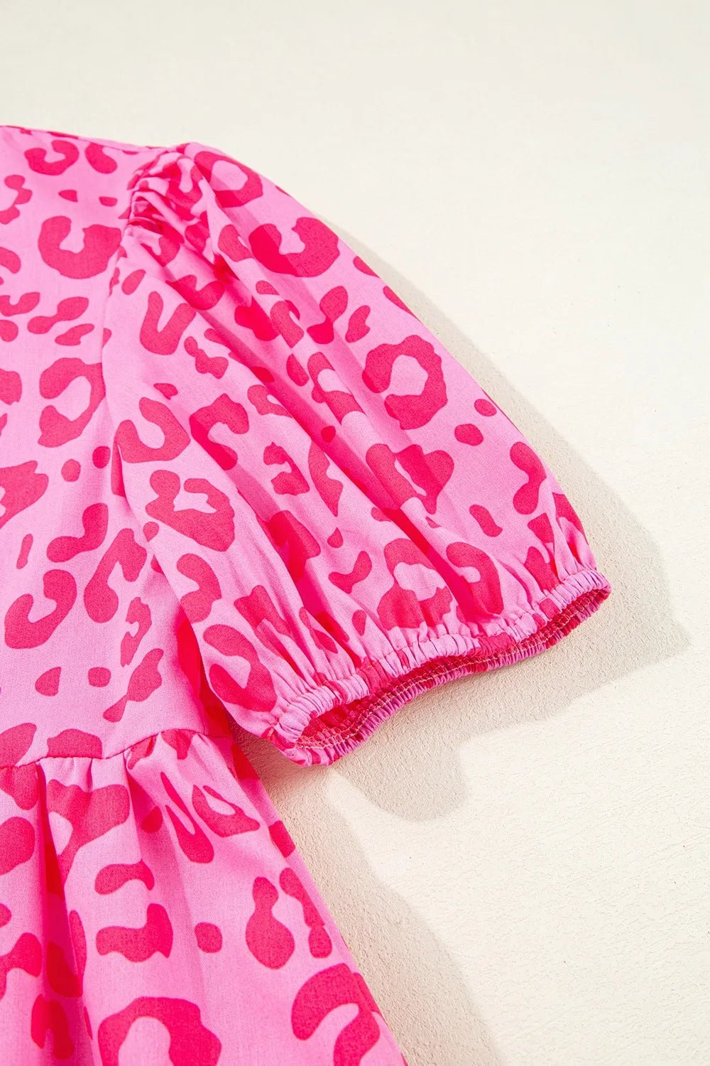 Leopard Tie Front Puff Sleeve Dress - MAD RUFFI