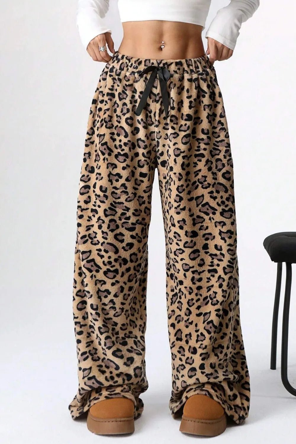 Leopard Wide Leg Pants - MAD RUFFI