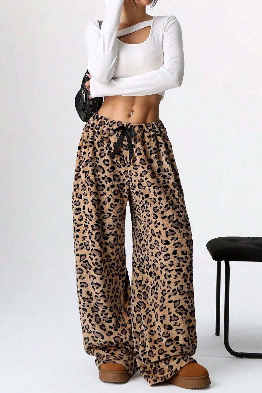 Leopard Wide Leg Pants - MAD RUFFI