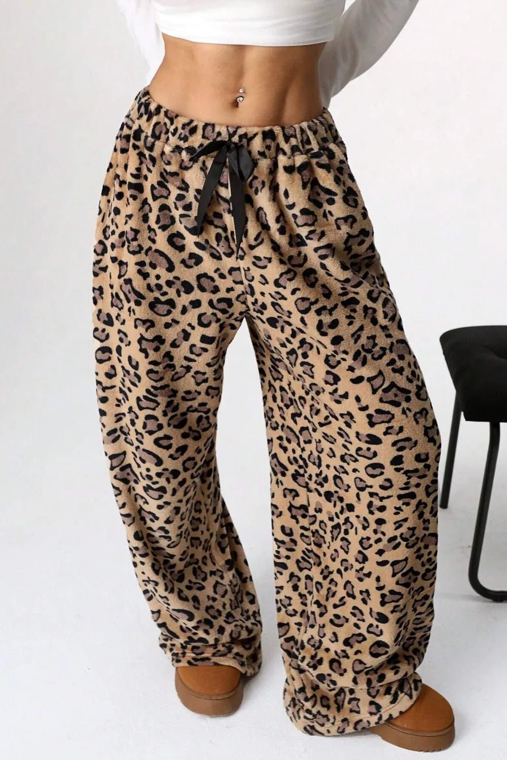 Leopard Wide Leg Pants - MAD RUFFI