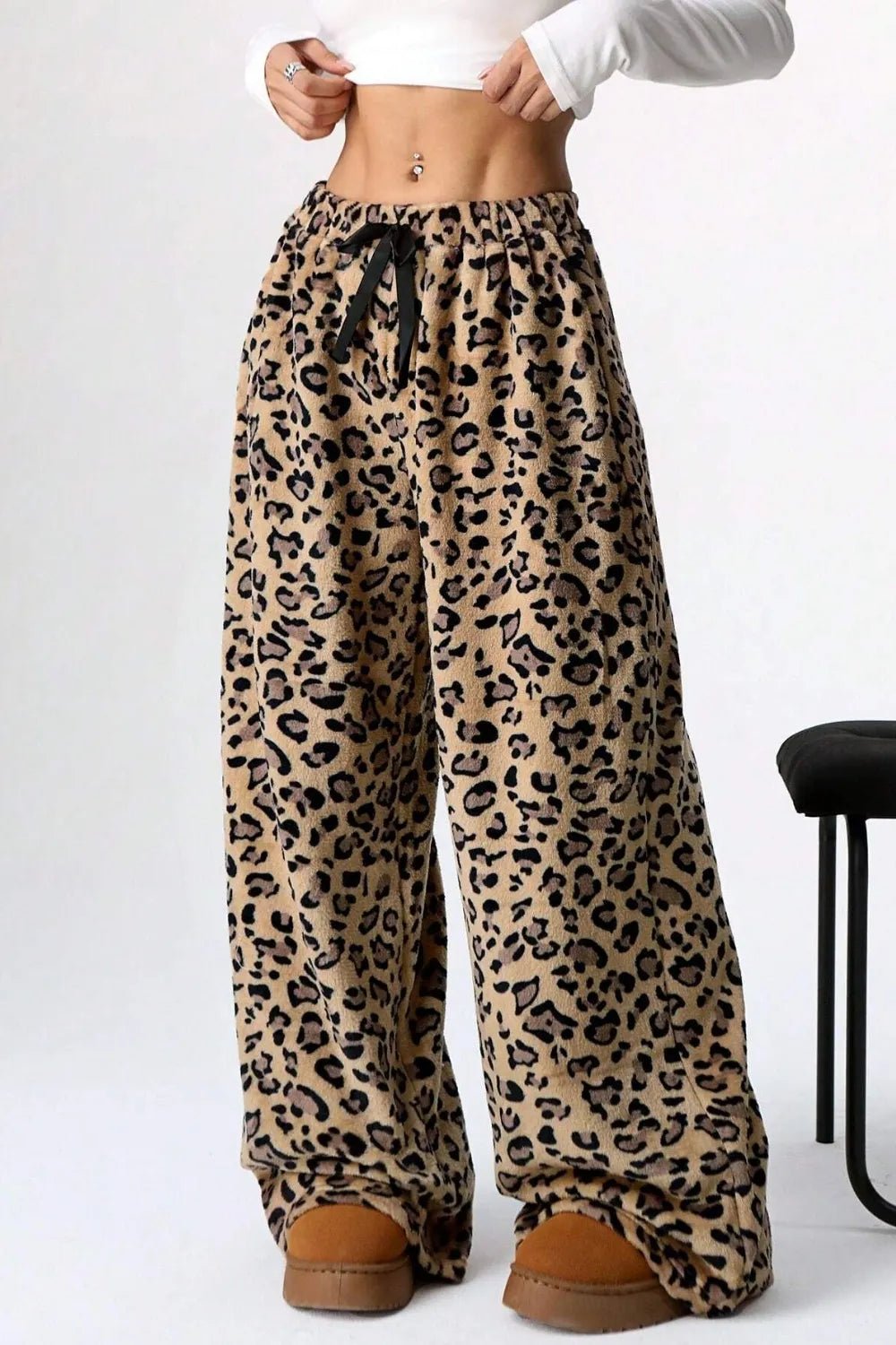 Leopard Wide Leg Pants - MAD RUFFI