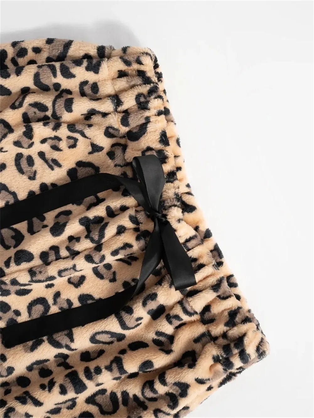 Leopard Wide Leg Plush Pants - MAD RUFFI