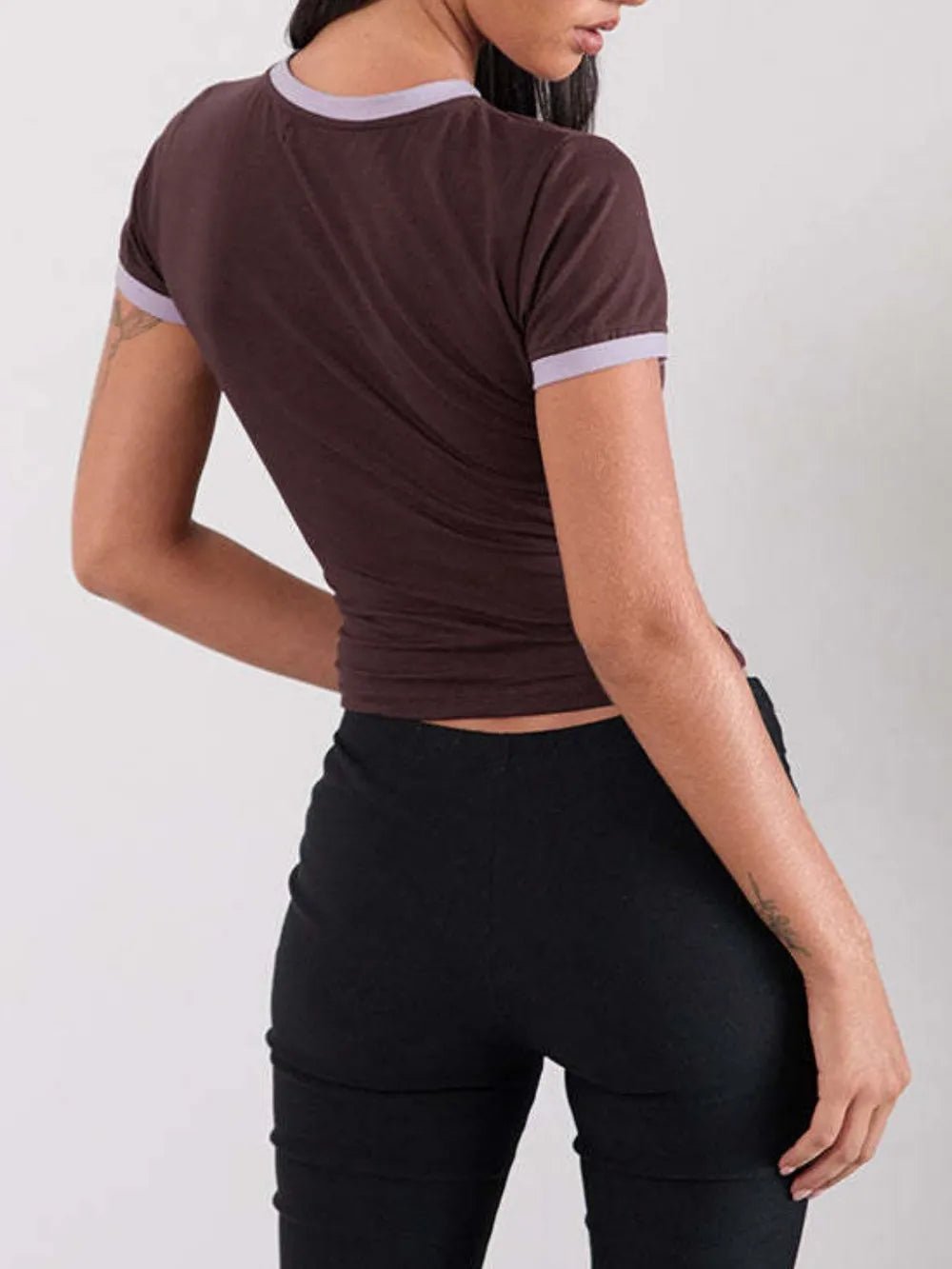 Letter Graphic Round Neck Short Sleeve T-Shirt - MAD RUFFI