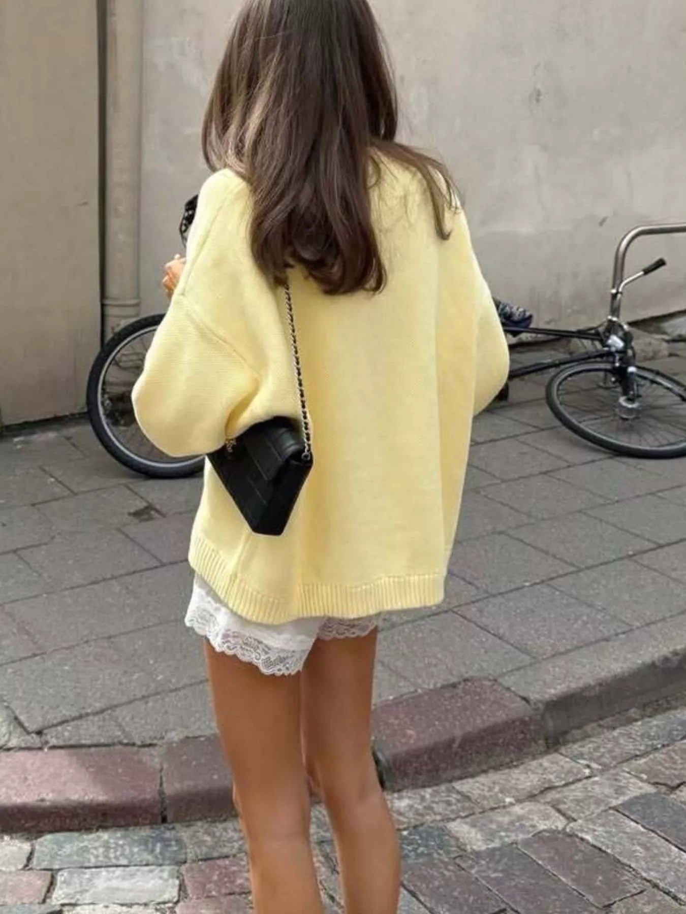 Letter Ribbed Hem Long Sleeve Sweater - MAD RUFFI