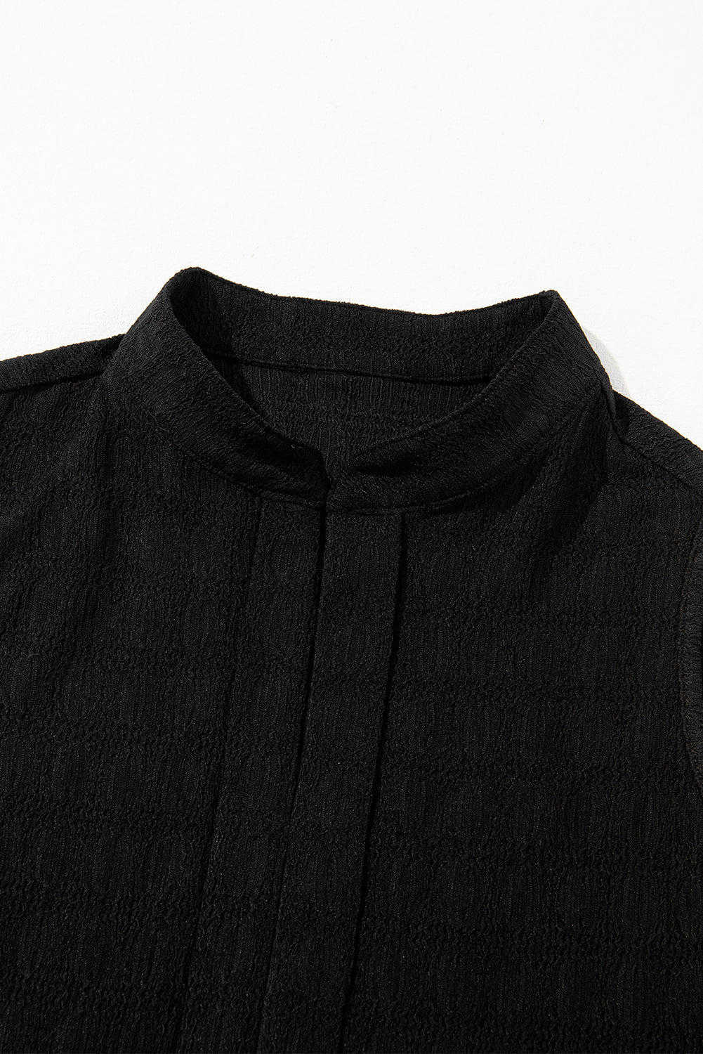 Light Beige Textured Split V Neck Sleeveless Shirt - MAD RUFFI