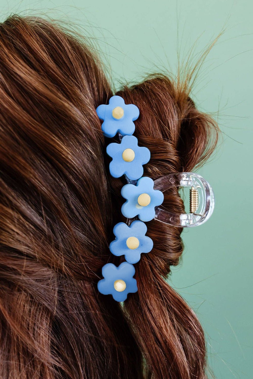 Light Blue 60s Flowers Cute Hair Claw - MAD RUFFI
