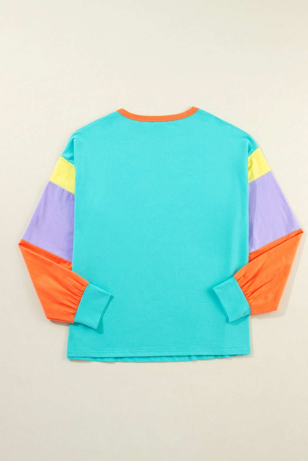Light Blue Color Block Sleeve Loose Fit Top - MAD RUFFI