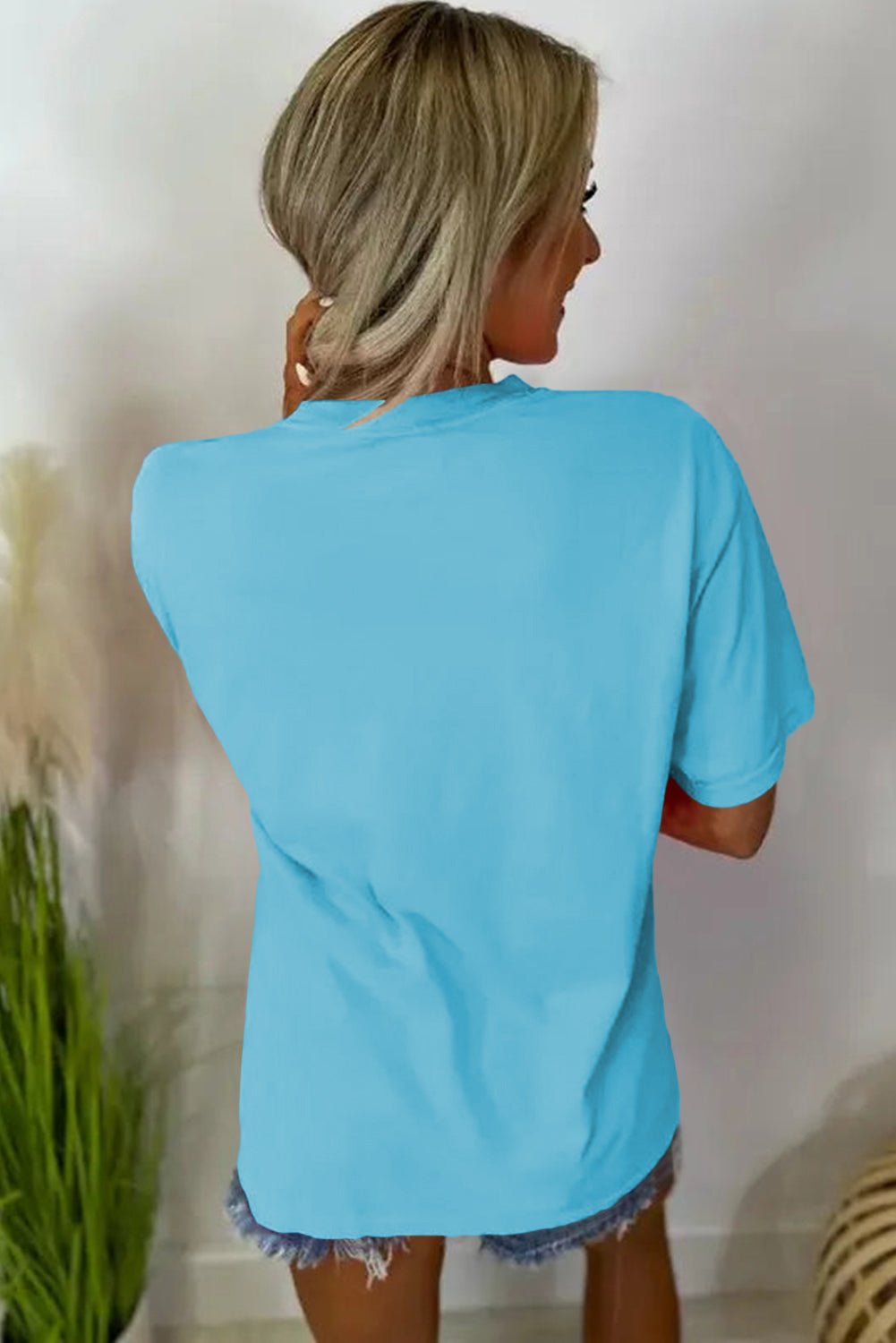 Light Blue MAMA Letter Graphic T Shirt - MAD RUFFI