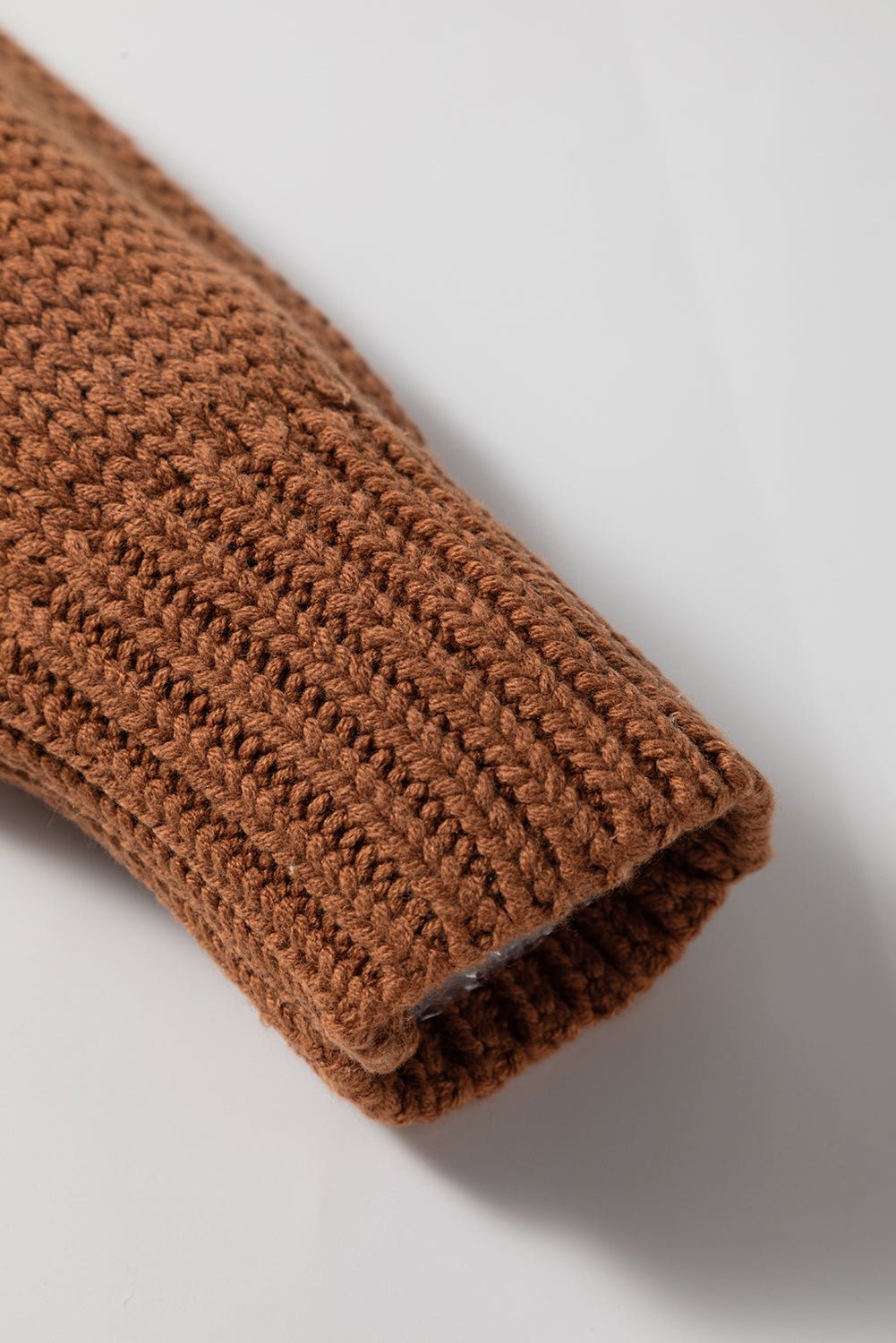 Light French Beige Contrast Stitch Detail Colorblock Knitted Plus Size Sweater - MAD RUFFI