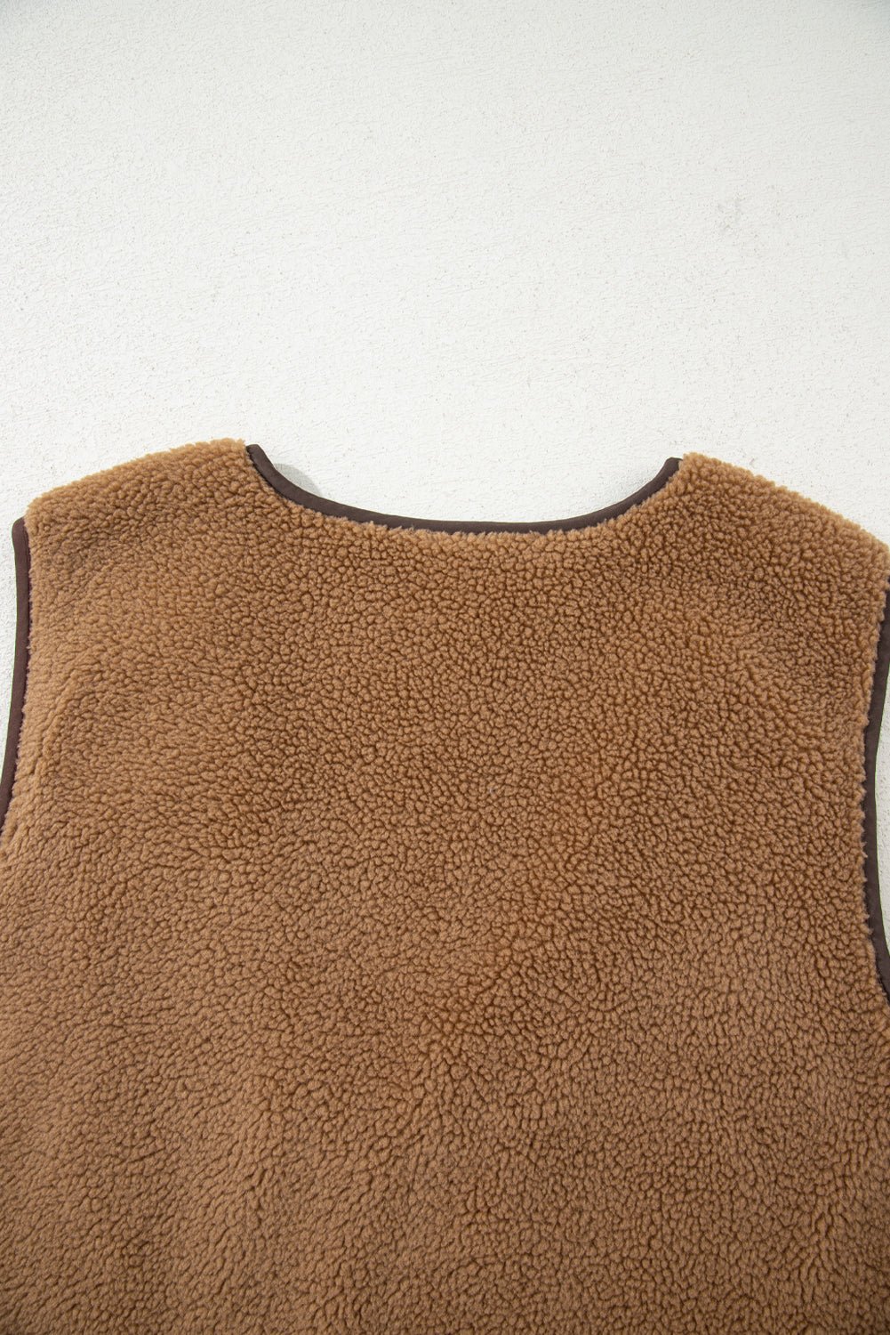 Light French Beige Fleece Tie Front Winter Vest - MAD RUFFI
