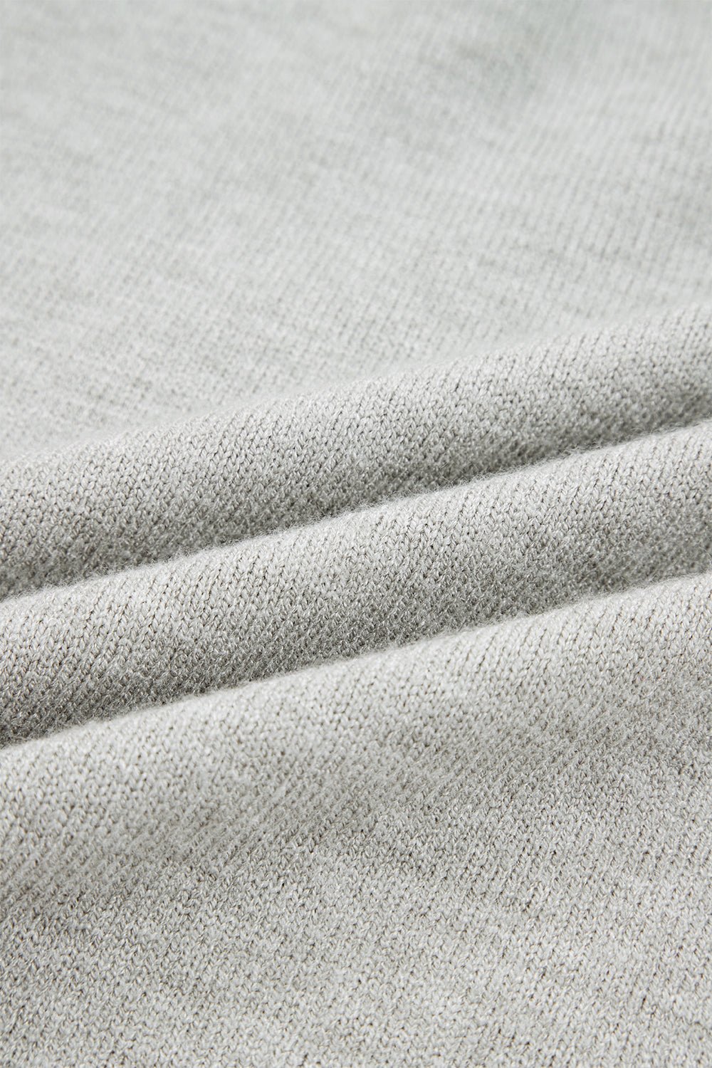 Light Grey Button Keyhole Lace Patchwork Drop Shoulder Sweater - MAD RUFFI