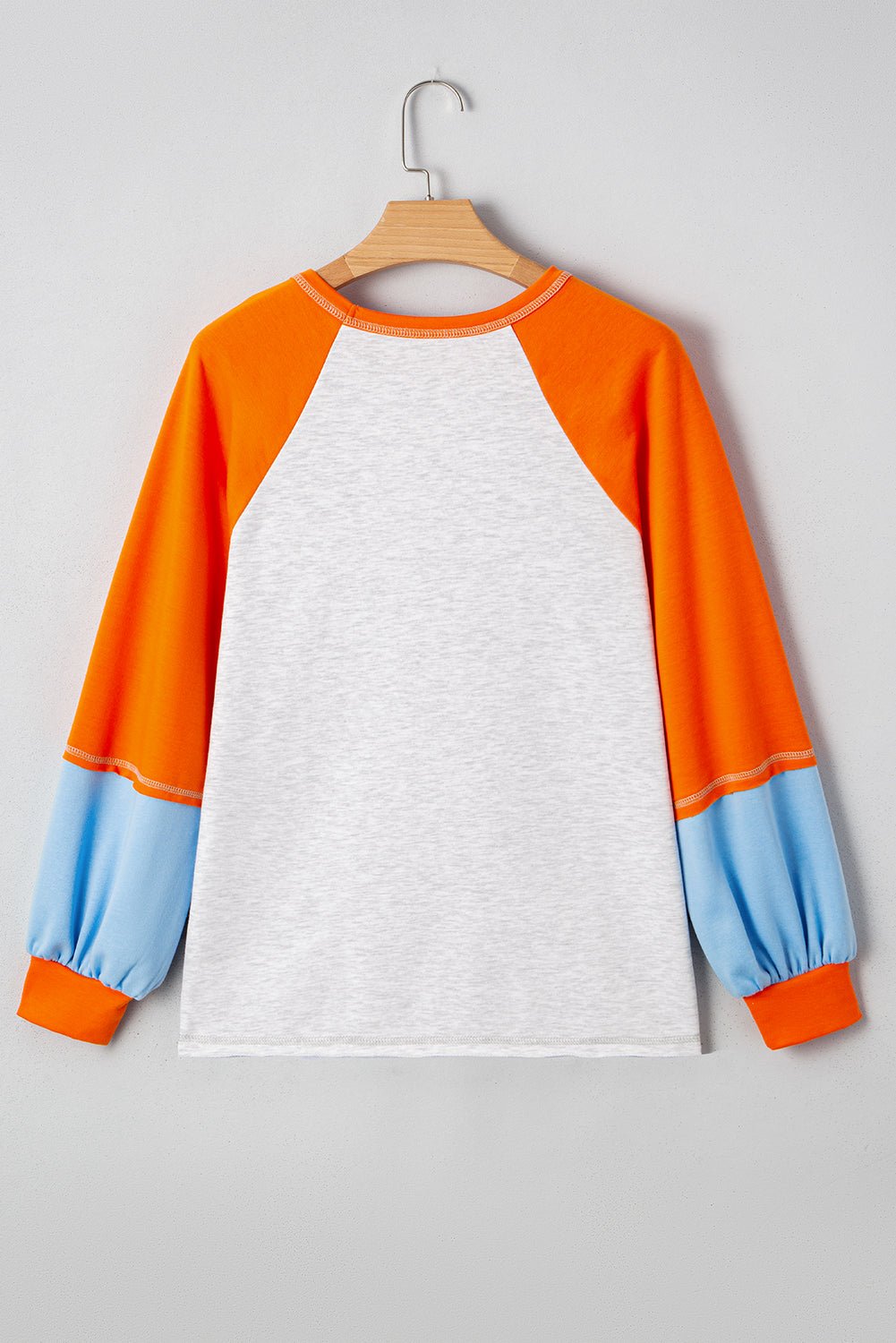 Light Grey Colorblock Raglan Sleeve Loose Fit Top - MAD RUFFI