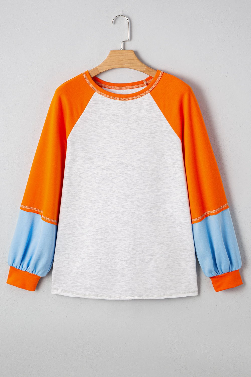 Light Grey Colorblock Raglan Sleeve Loose Fit Top - MAD RUFFI