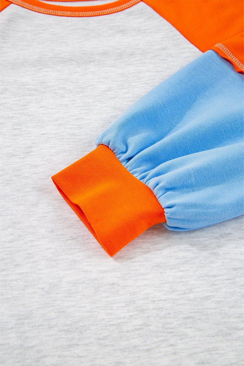 Light Grey Colorblock Raglan Sleeve Loose Fit Top - MAD RUFFI