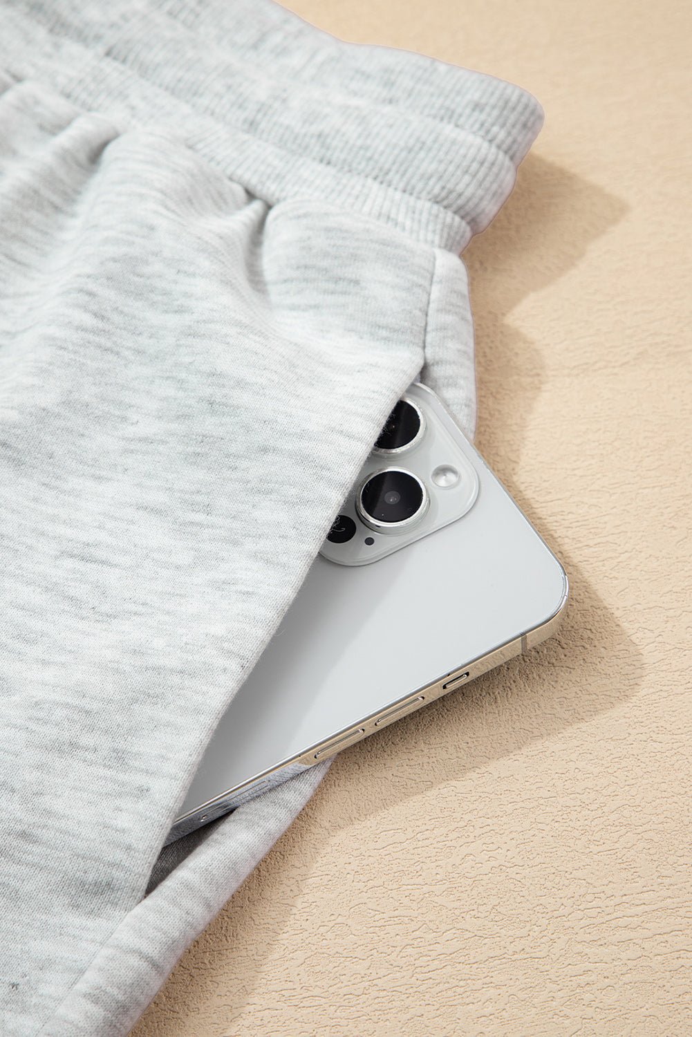 Light Grey Colorblock Raw Hem Pullover and Shorts Set - MAD RUFFI