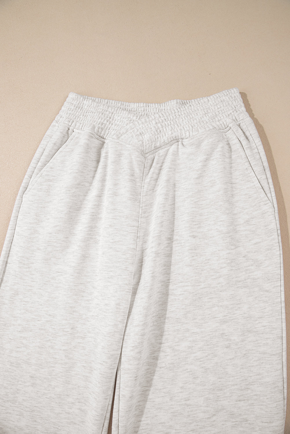 Light Grey Cross-Waist Wide Leg Lounge Pants - MAD RUFFI