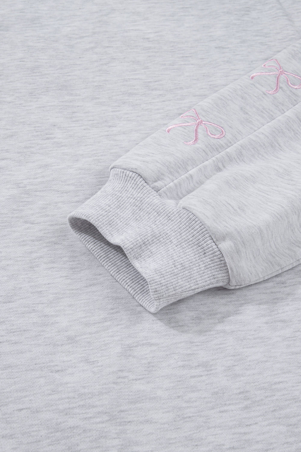 Light Grey Girly Bow Embroidered Pullover Loose Shorts Plus Size Outfit - MAD RUFFI