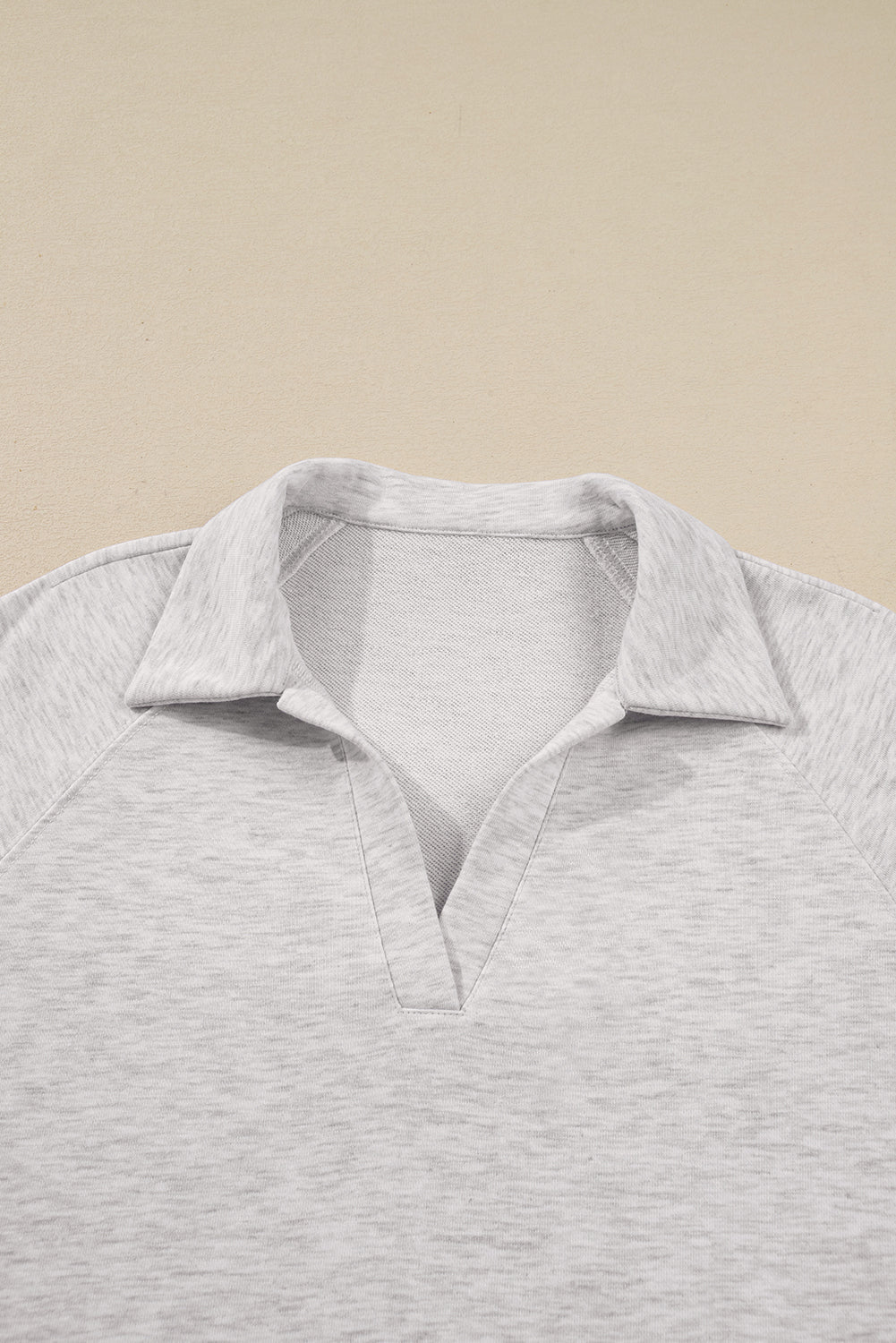 Light Grey Polo Collar V Neck Pullover and Drawstring Sweatpants Set - MAD RUFFI