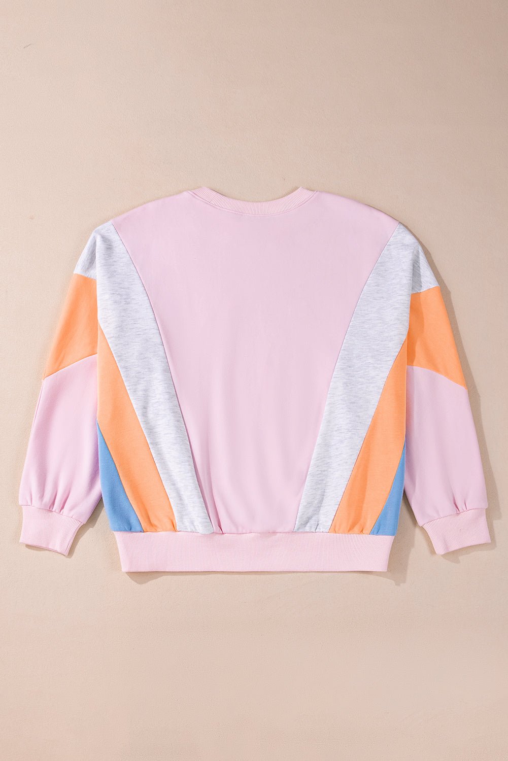 Light Pink Color Block Batwing Sleeve Loose Fit Sweatshirt - MAD RUFFI
