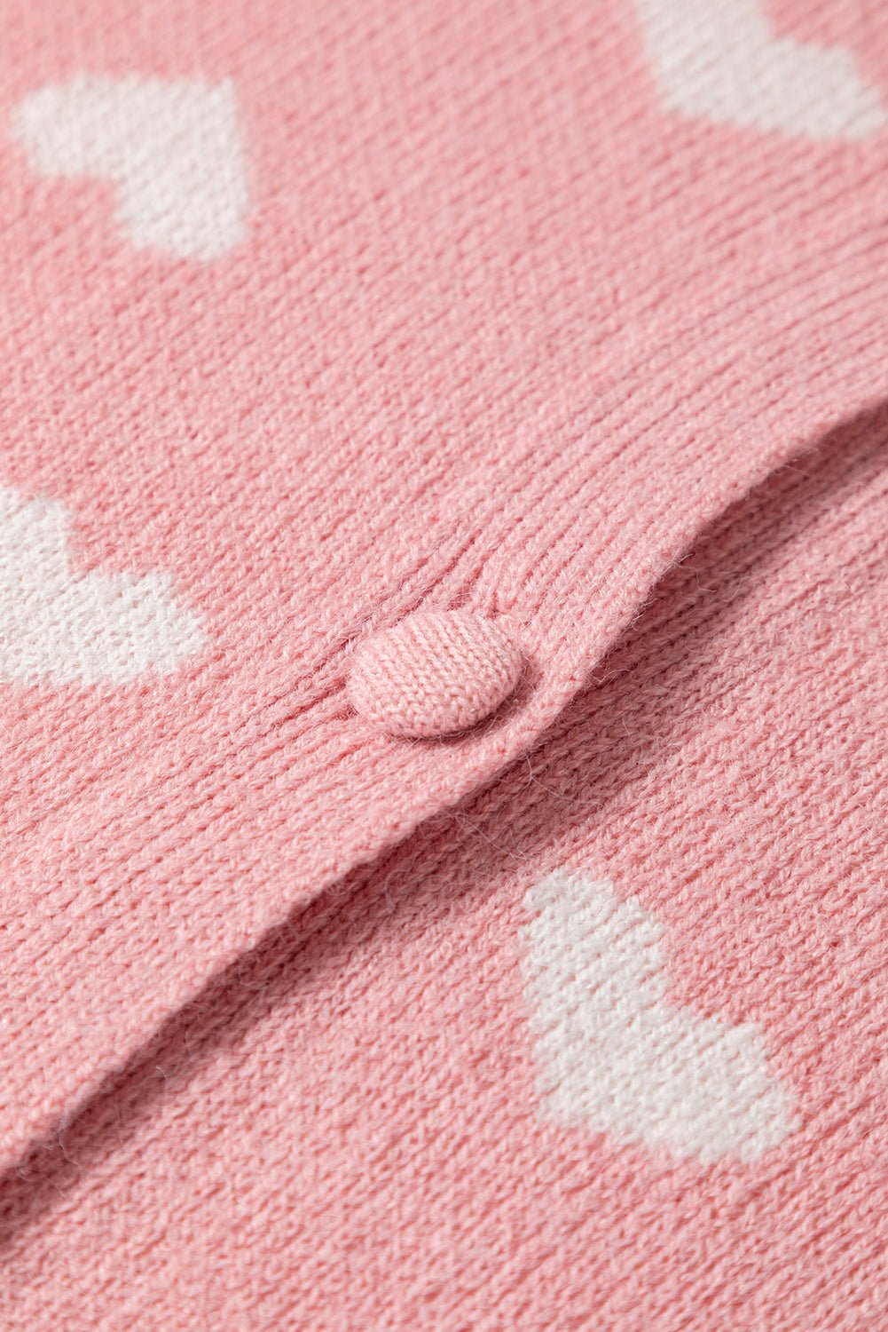 Light Pink Heart Pattern Button Front Cardigan Sweater - MAD RUFFI