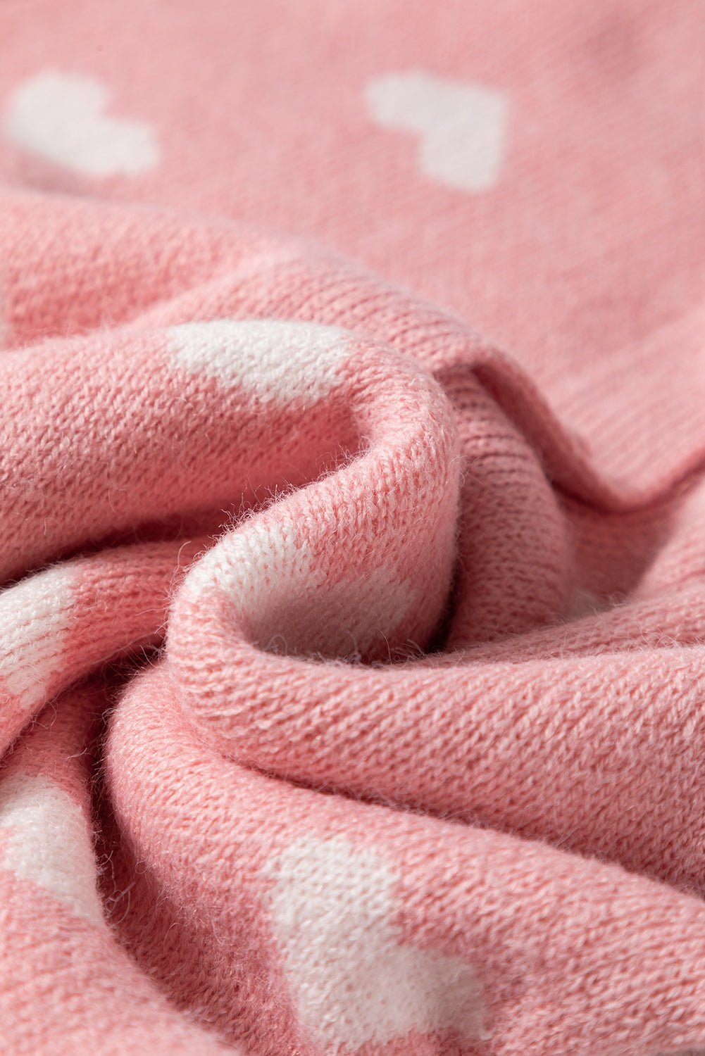 Light Pink Heart Pattern Button Front Cardigan Sweater - MAD RUFFI