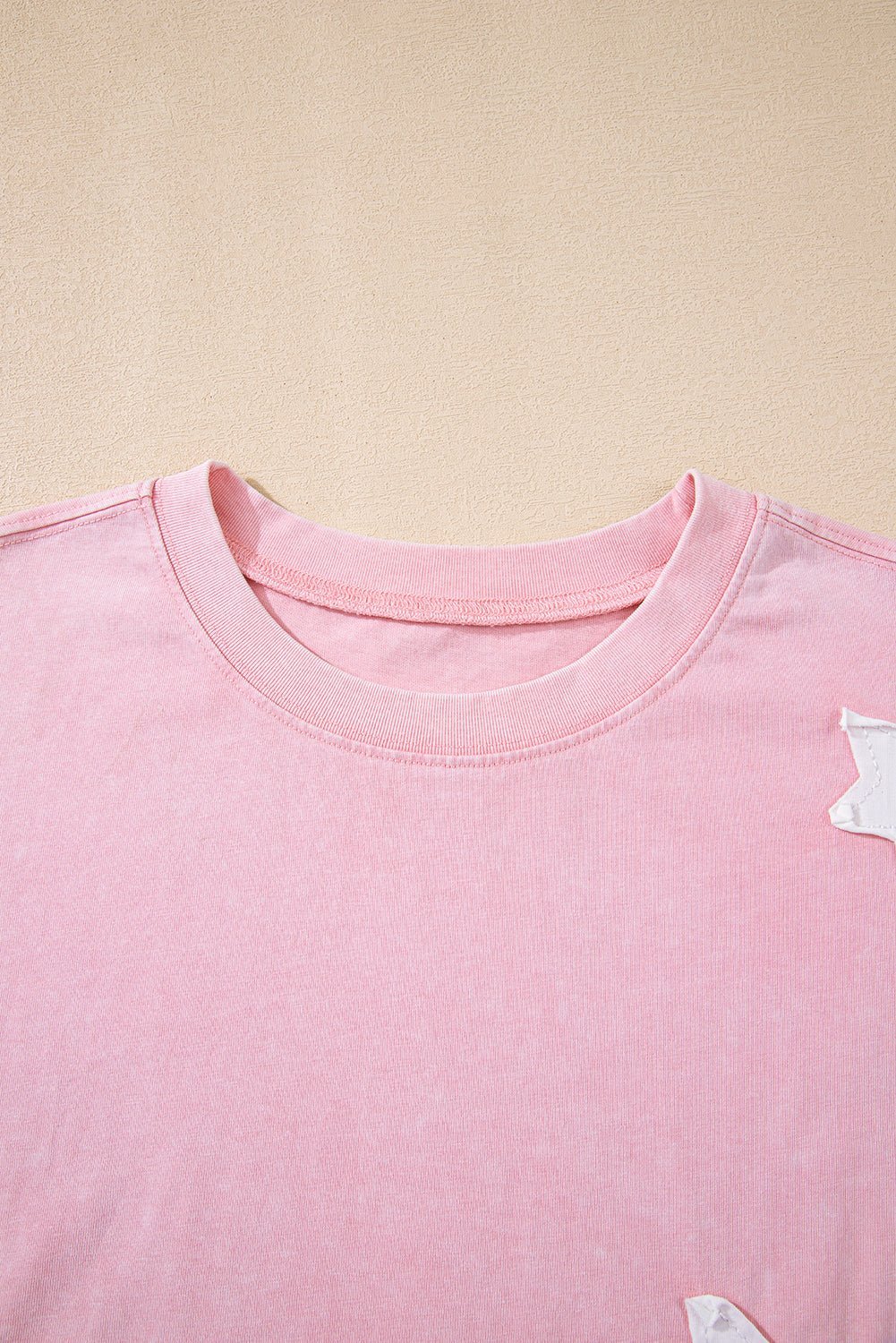 Light Pink Mineral Wash Star Patched Loose Pants Set - MAD RUFFI