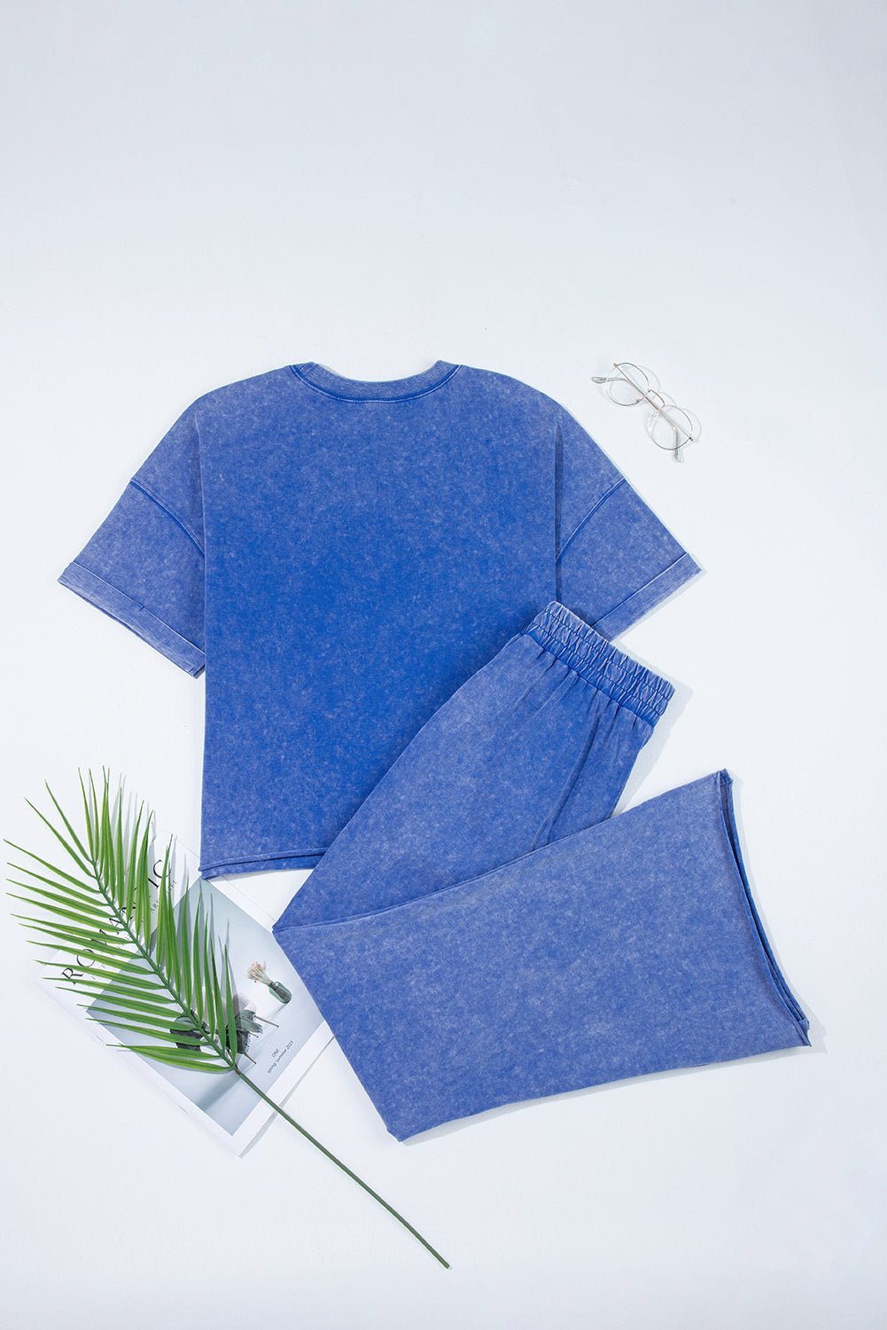 Light Pink Mineral Wash Star Patched Loose Pants Set - MAD RUFFI