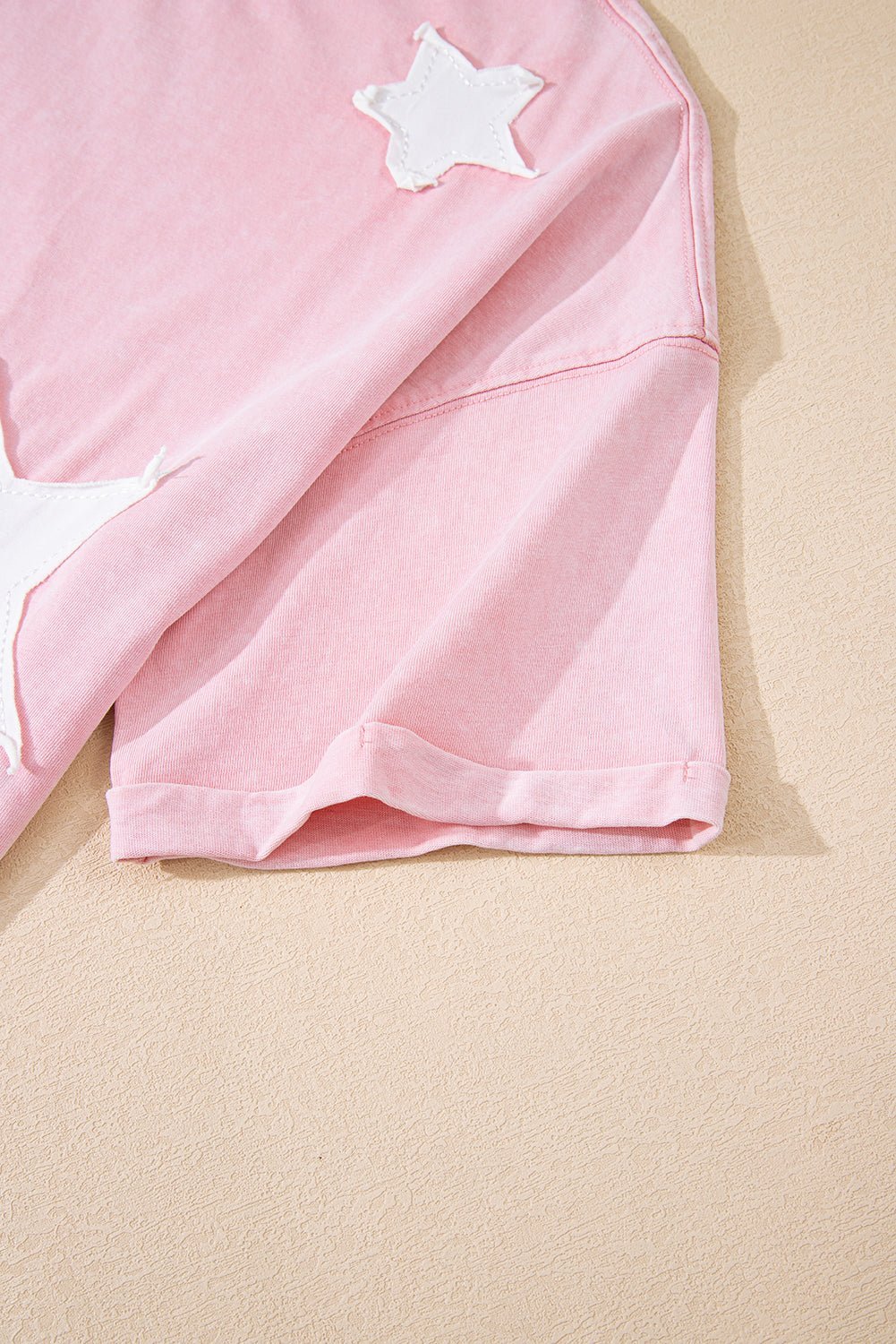 Light Pink Mineral Wash Star Patched Loose Pants Set - MAD RUFFI