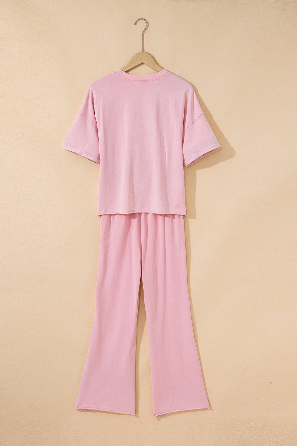 Light Pink Mineral Wash Star Patched Loose Pants Set - MAD RUFFI