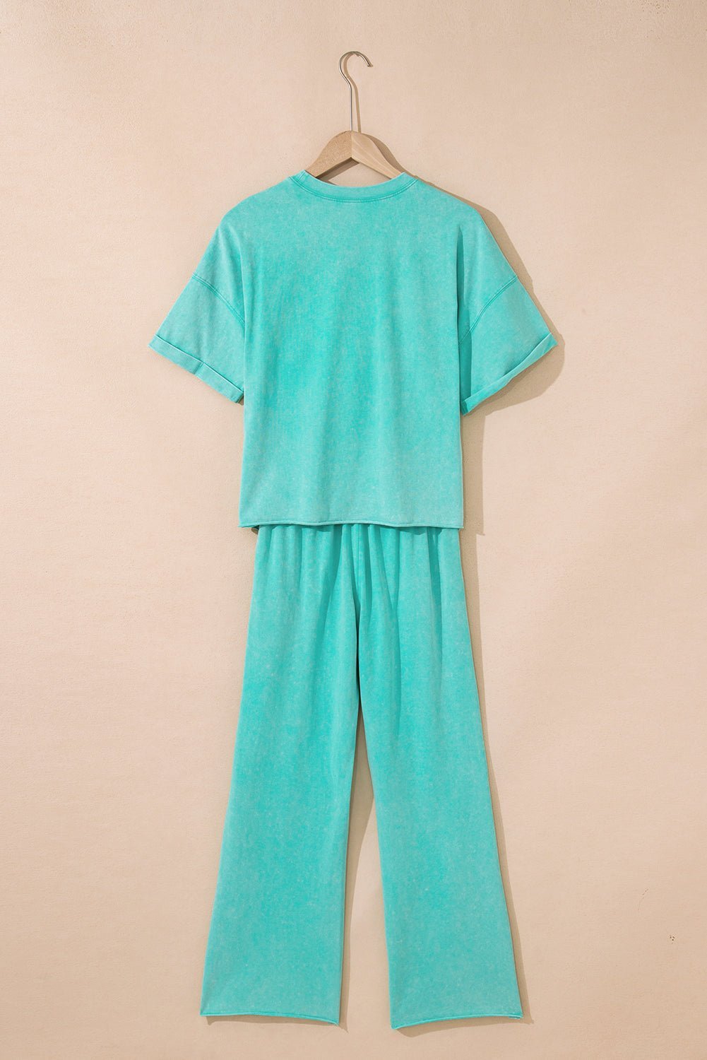 Light Pink Mineral Wash Star Patched Loose Pants Set - MAD RUFFI