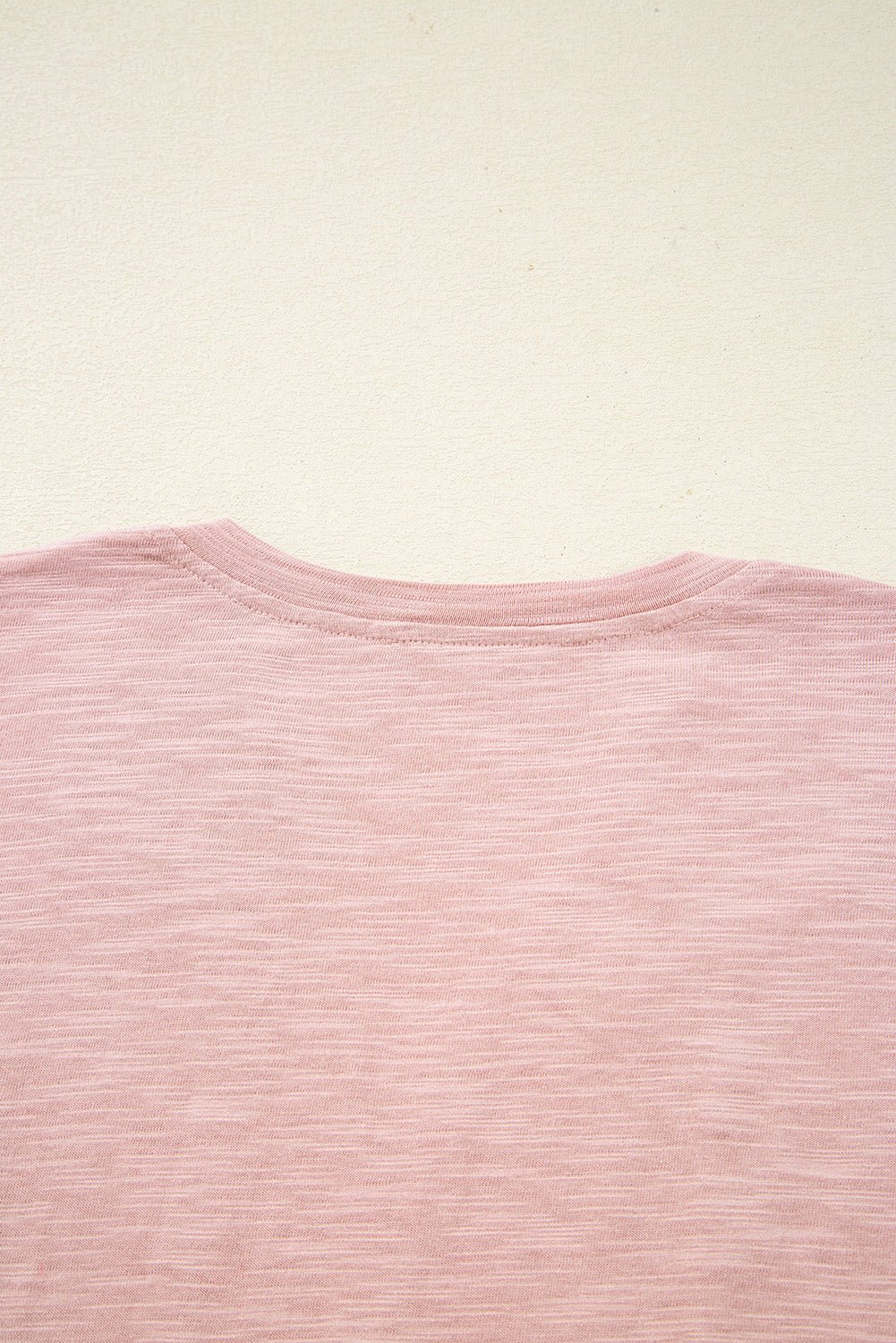 Light Pink Notch V Neck Batwing Sleeve Patchwork Blouse - MAD RUFFI