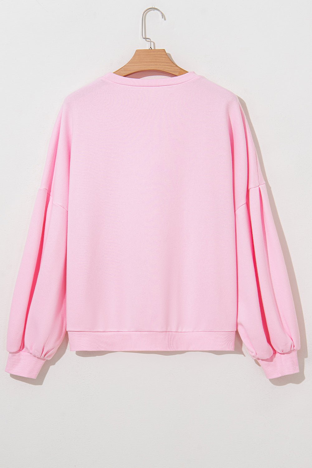 Light Pink Sweet Bow Lantern Sleeve Oversized Pullover Sweatshirt - MAD RUFFI