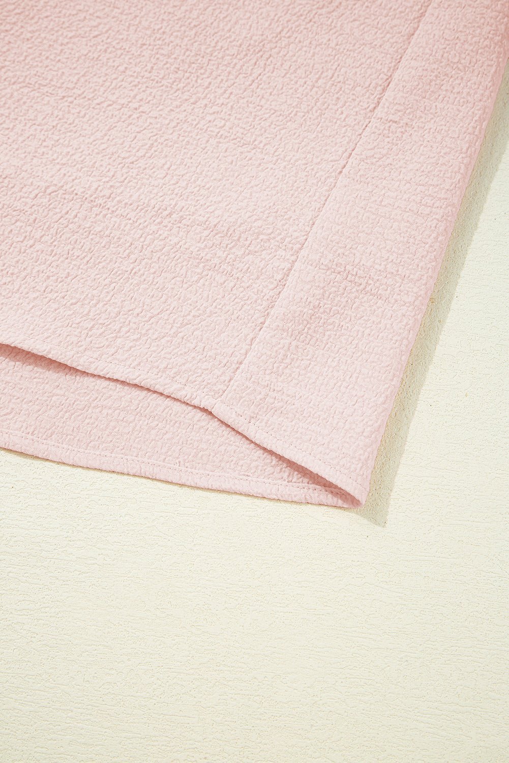 Light Pink Textured Flutter Sleeve Square Neck Bow Back Mini Dress - MAD RUFFI