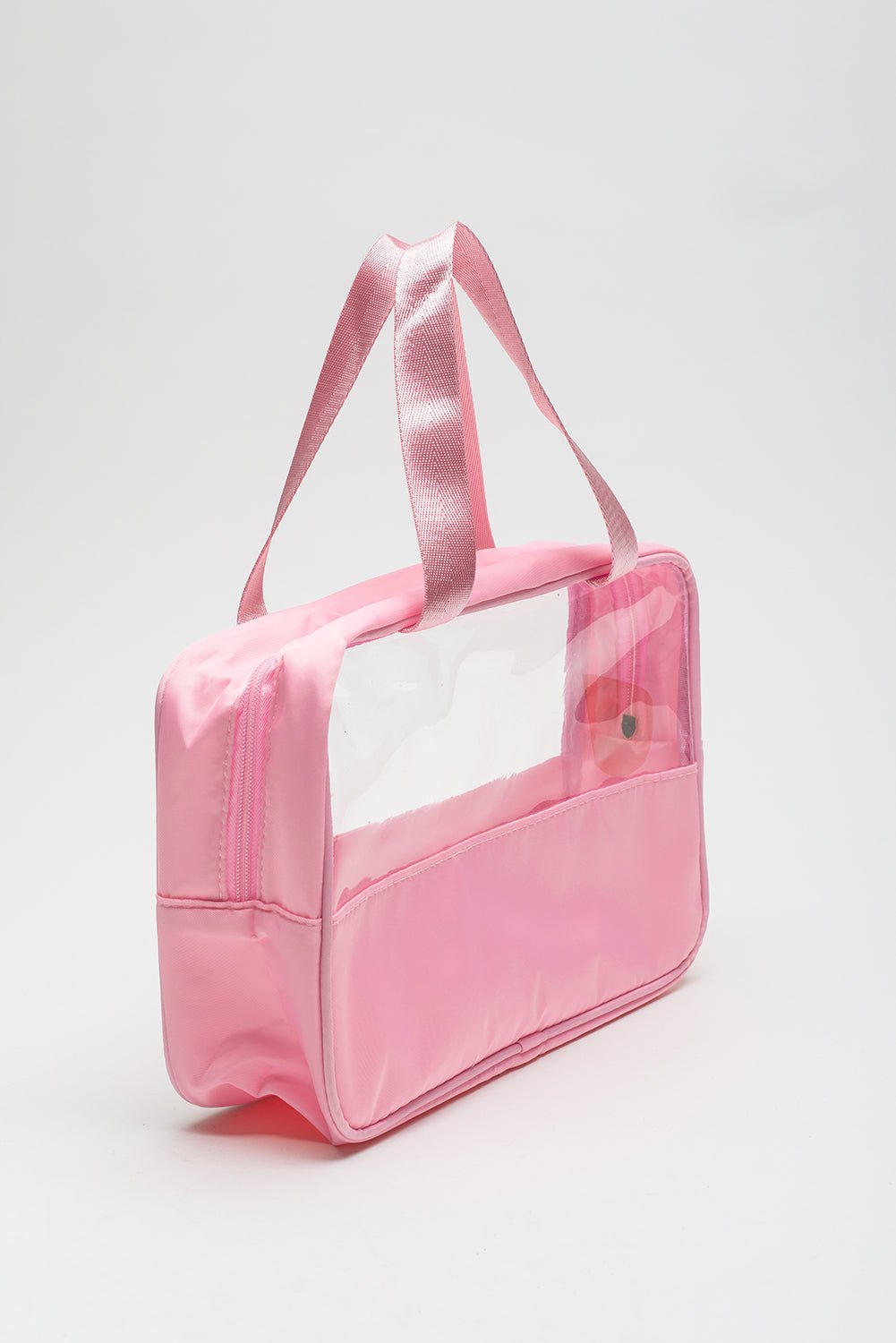 Light Pink TRAVEL Chenille Letter Clear PVC Makeup Bag - MAD RUFFI
