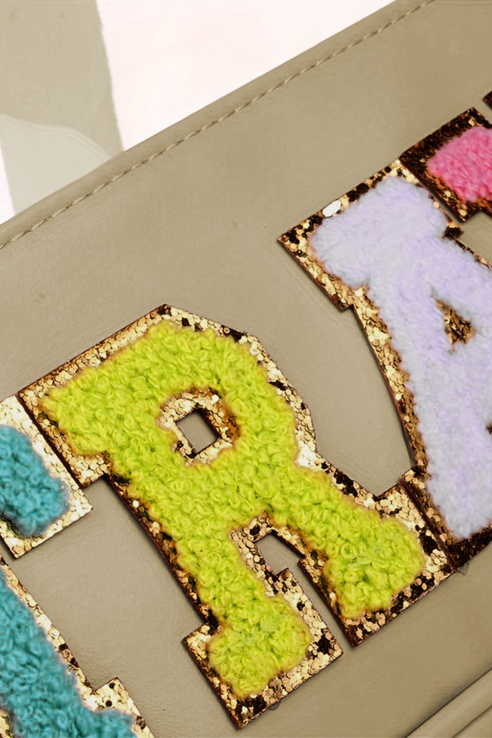 Light Pink TRAVEL Chenille Letter Clear PVC Makeup Bag - MAD RUFFI