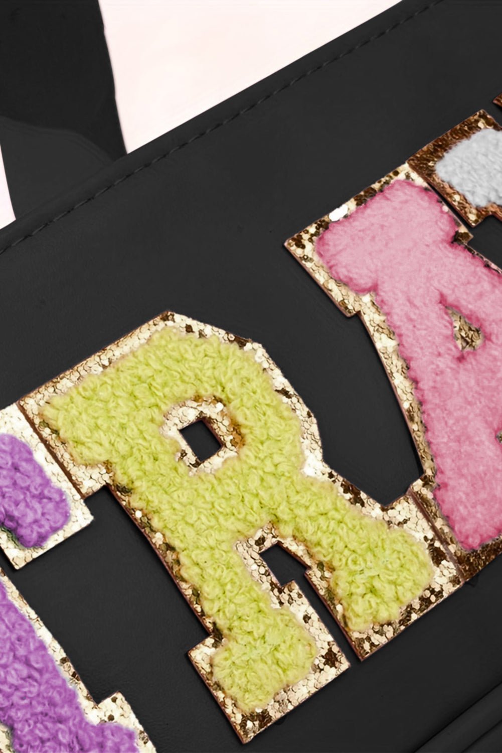 Light Pink TRAVEL Chenille Letter Clear PVC Makeup Bag - MAD RUFFI