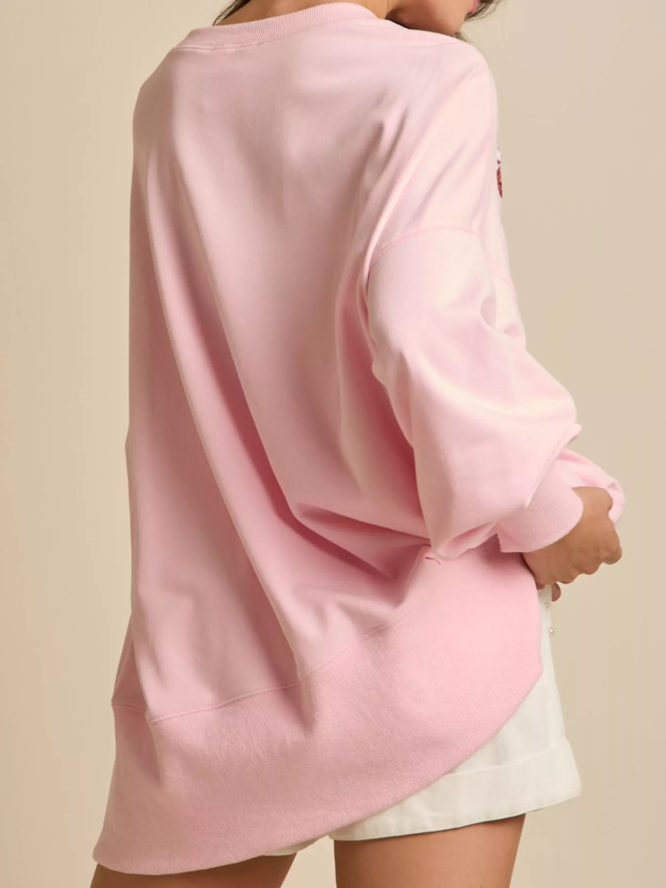 Lips Round Neck Dropped Shoulder Sweatshirt - MAD RUFFI