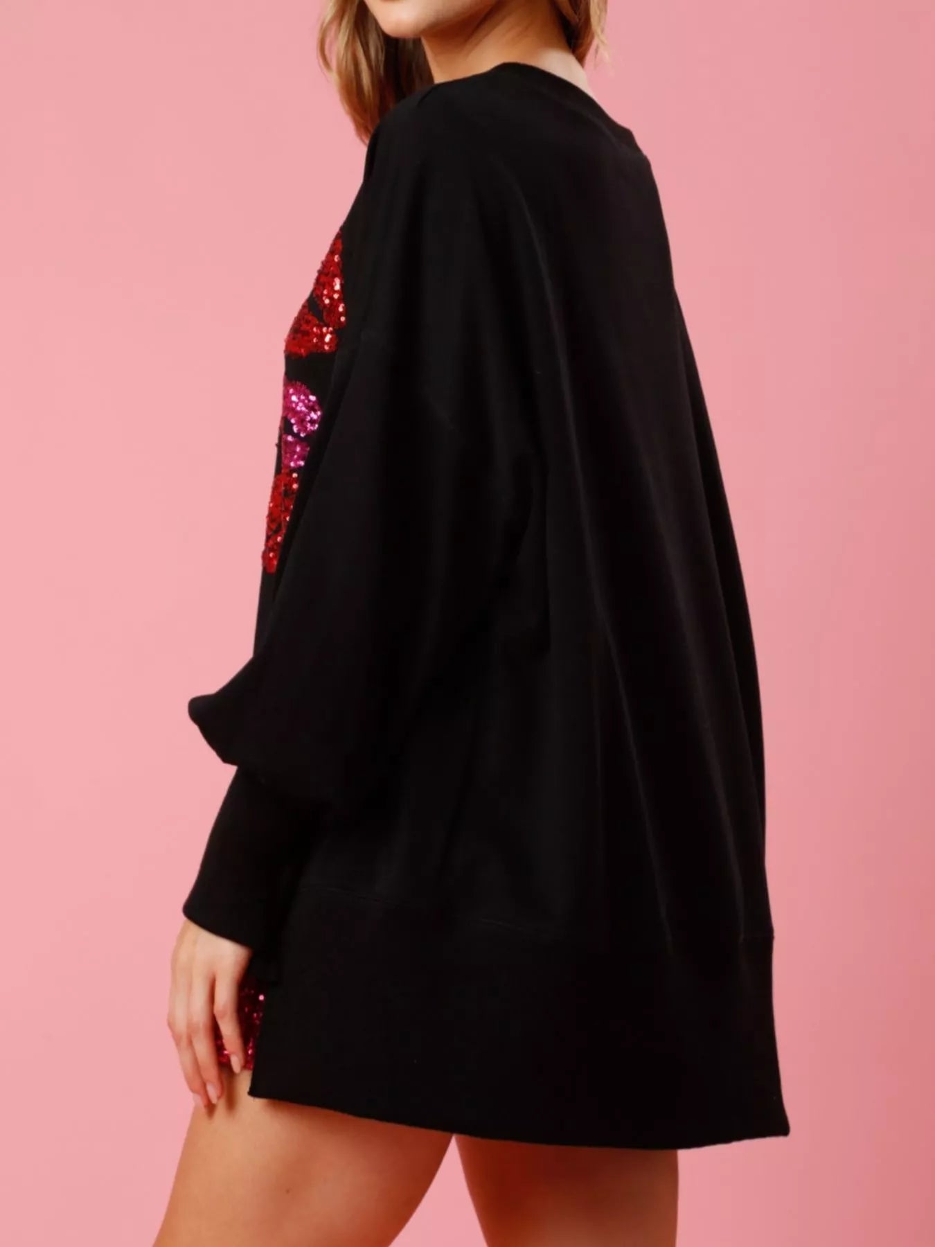 Lips Round Neck Dropped Shoulder Sweatshirt - MAD RUFFI