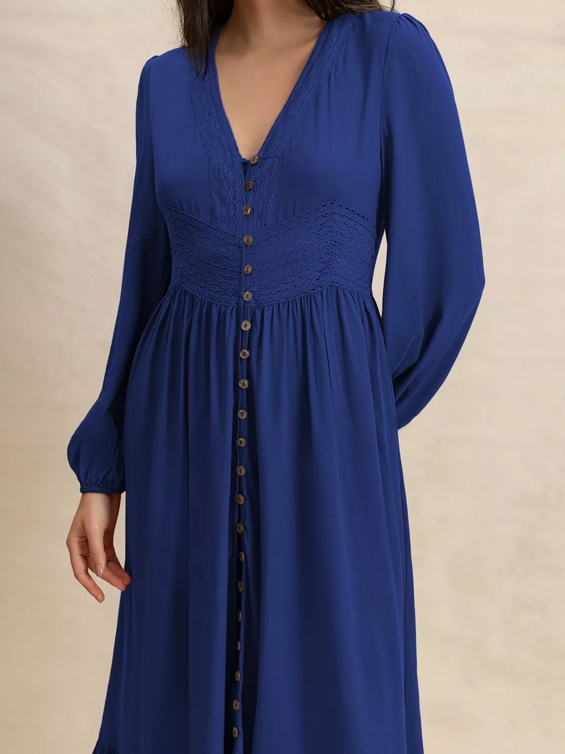 Long Sleeve Button - Front Maxi Dress - MAD RUFFI