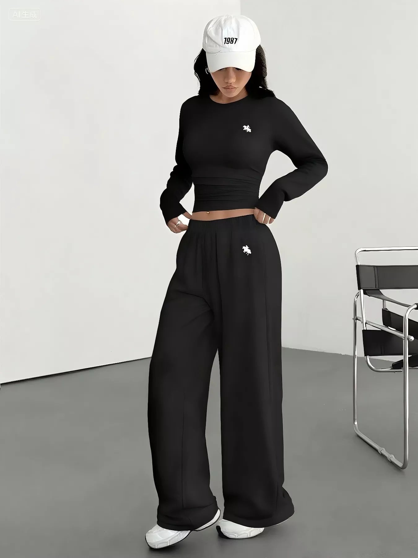 Long Sleeve Top and Wide Leg Pants Set - MAD RUFFI