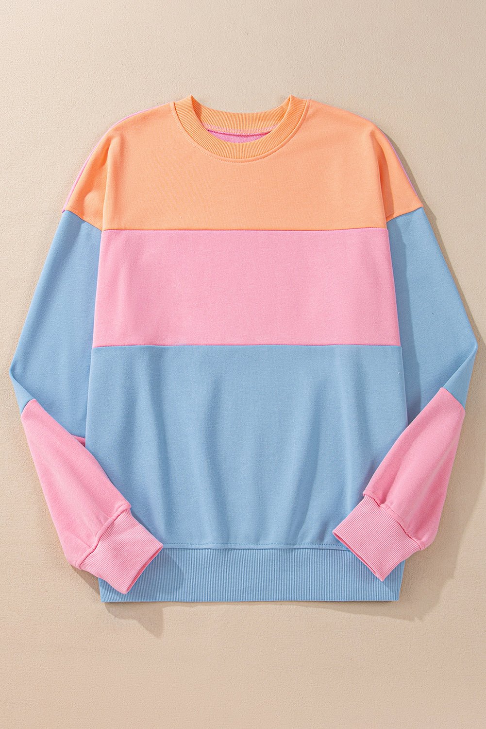 Meadow Mauve Colorblock Drop Shoulder Sweatshirt - MAD RUFFI