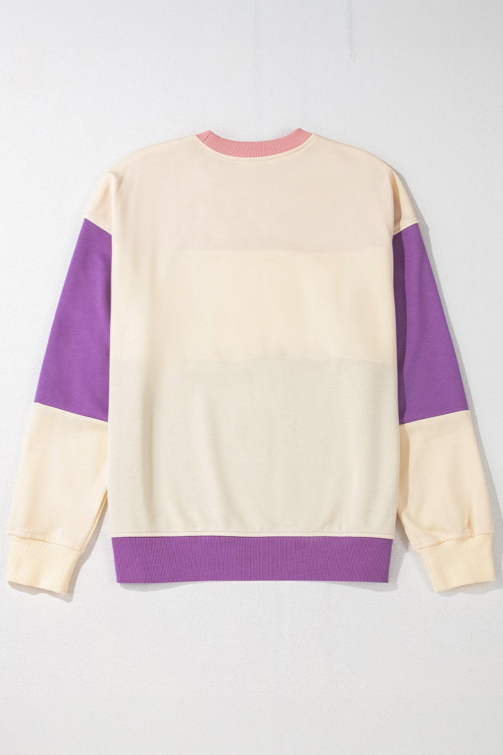 Meadow Mauve Colorblock Drop Shoulder Sweatshirt - MAD RUFFI