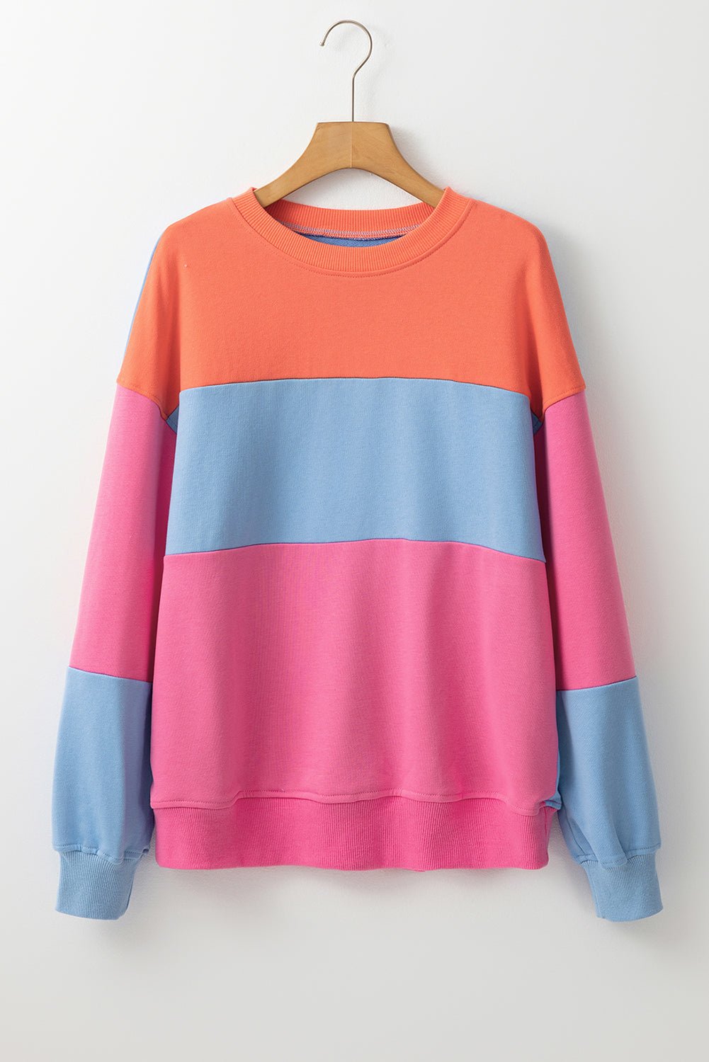 Meadow Mauve Colorblock Drop Shoulder Sweatshirt - MAD RUFFI