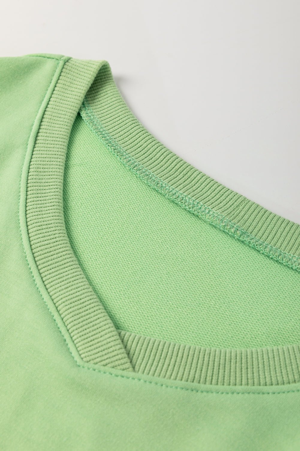 Meadow Mist Green Plus Size V Neck Drop Shoulder Tee Loose Shorts Set - MAD RUFFI