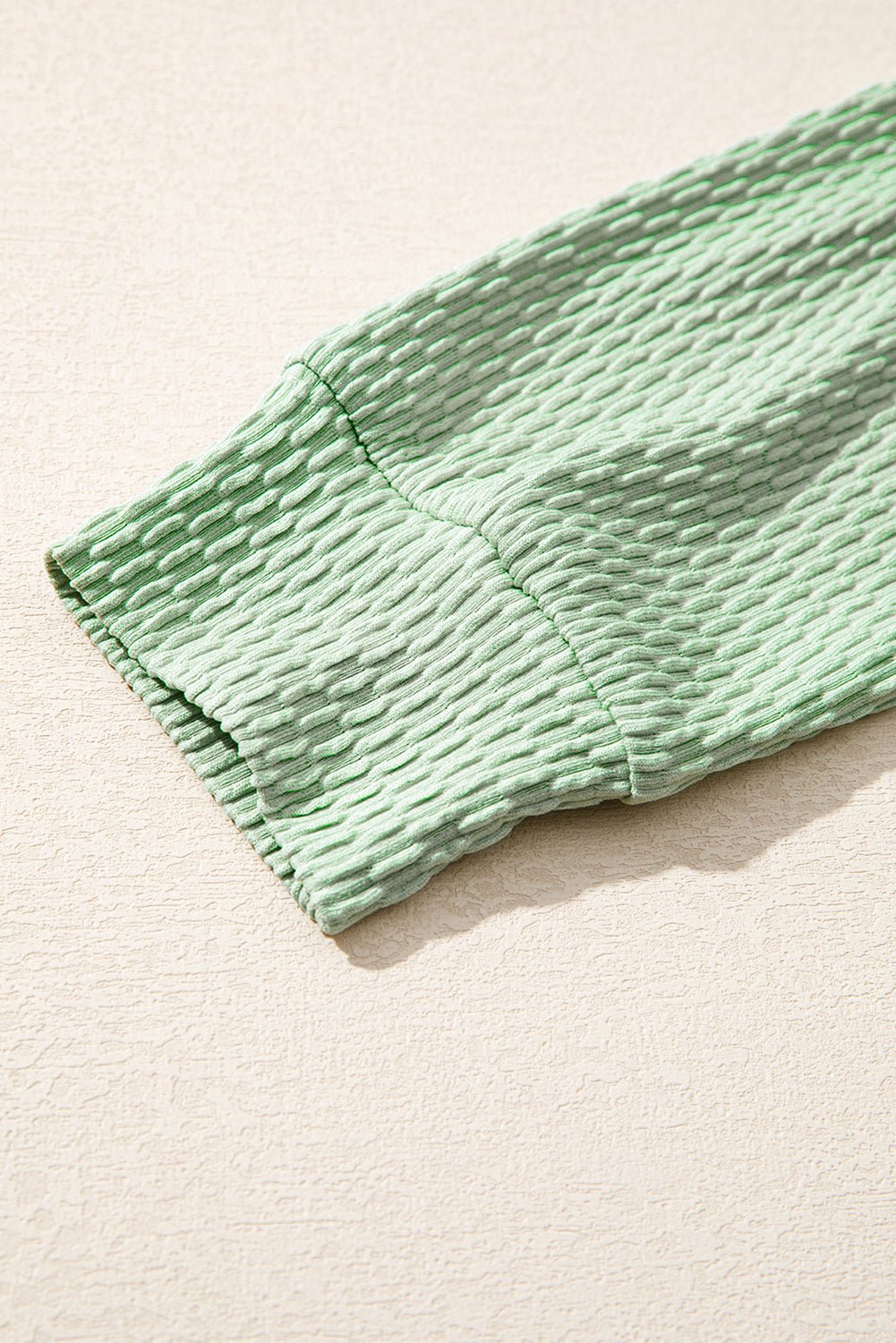 Meadow Mist Green Textured Colorblock Sleeve Henley Sweatshirt - MAD RUFFI