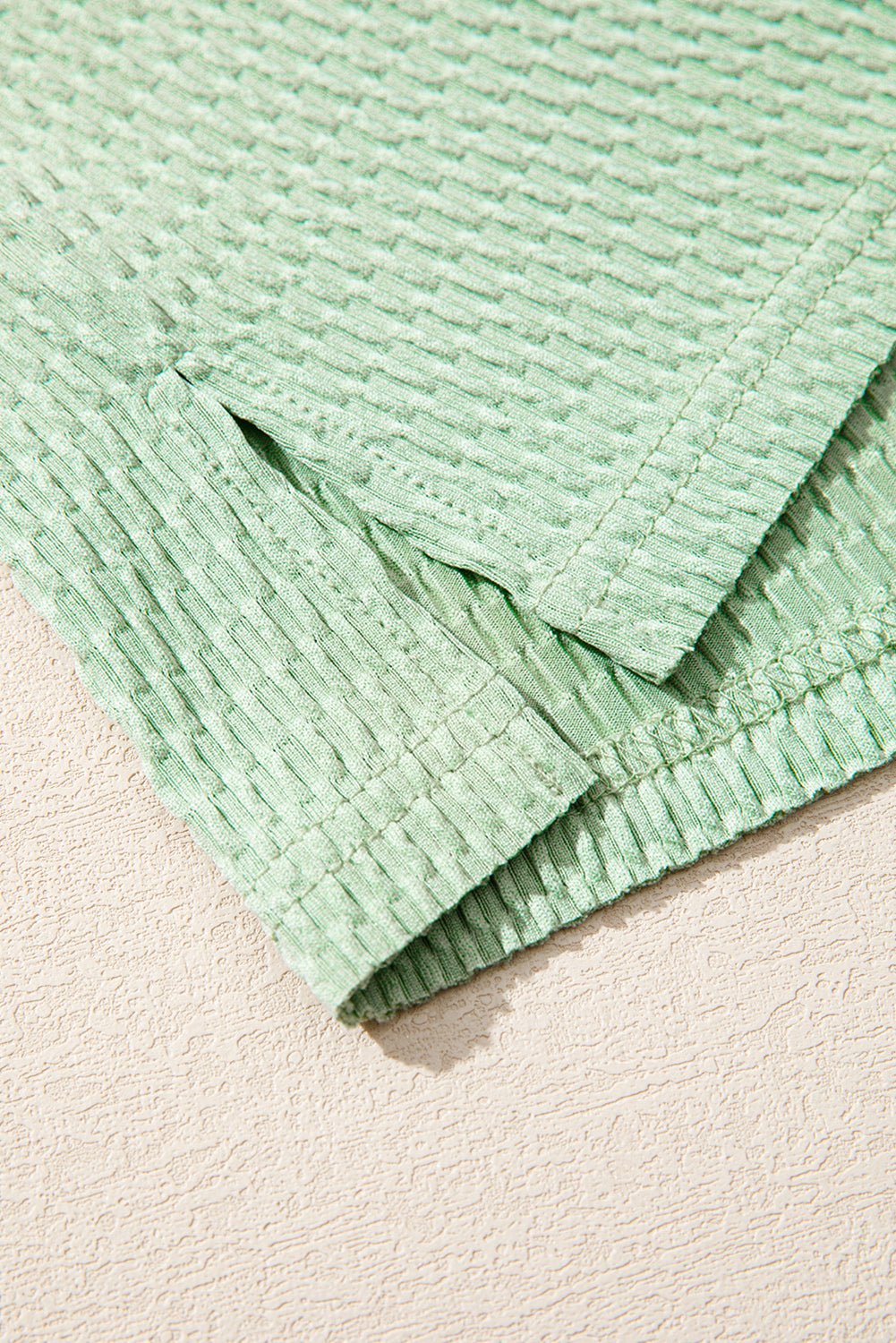 Meadow Mist Green Textured Colorblock Sleeve Henley Sweatshirt - MAD RUFFI