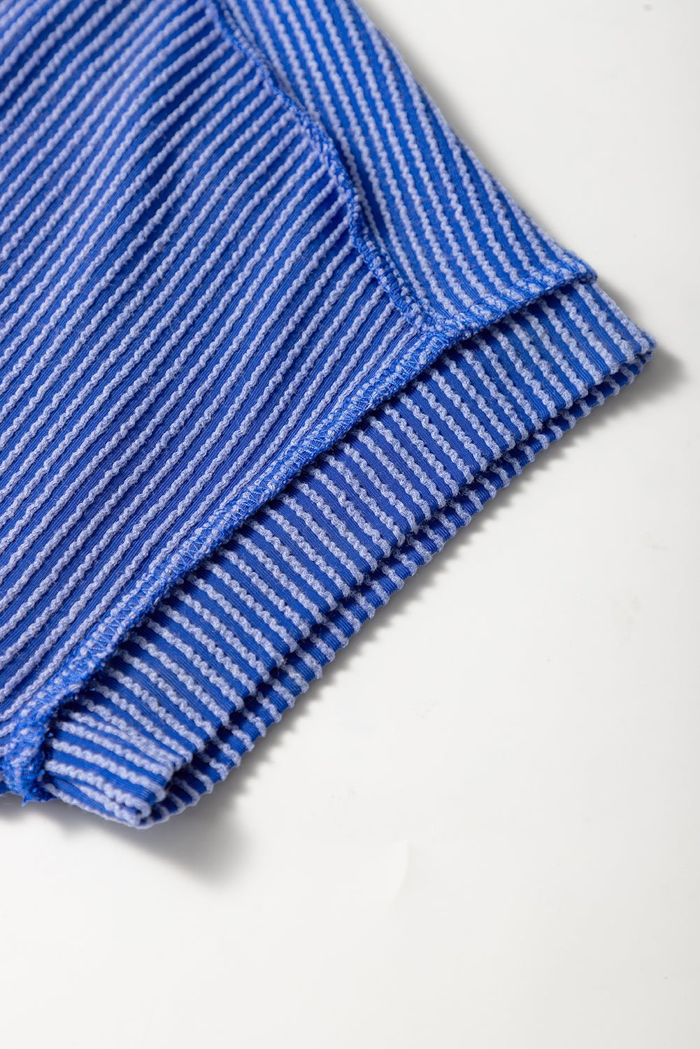 Medium Grey Crinkle Rib Knit Exposed Seam Round Neck T-shirt - MAD RUFFI