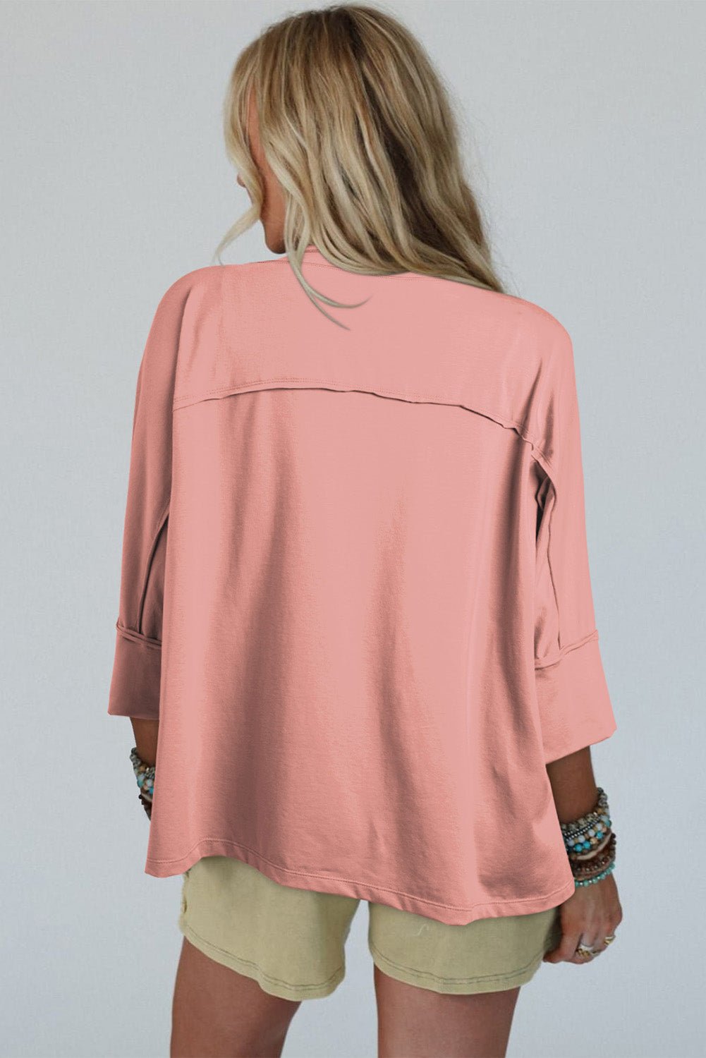 Medium Grey Floral Star Patched Exposed Seam Top - MAD RUFFI