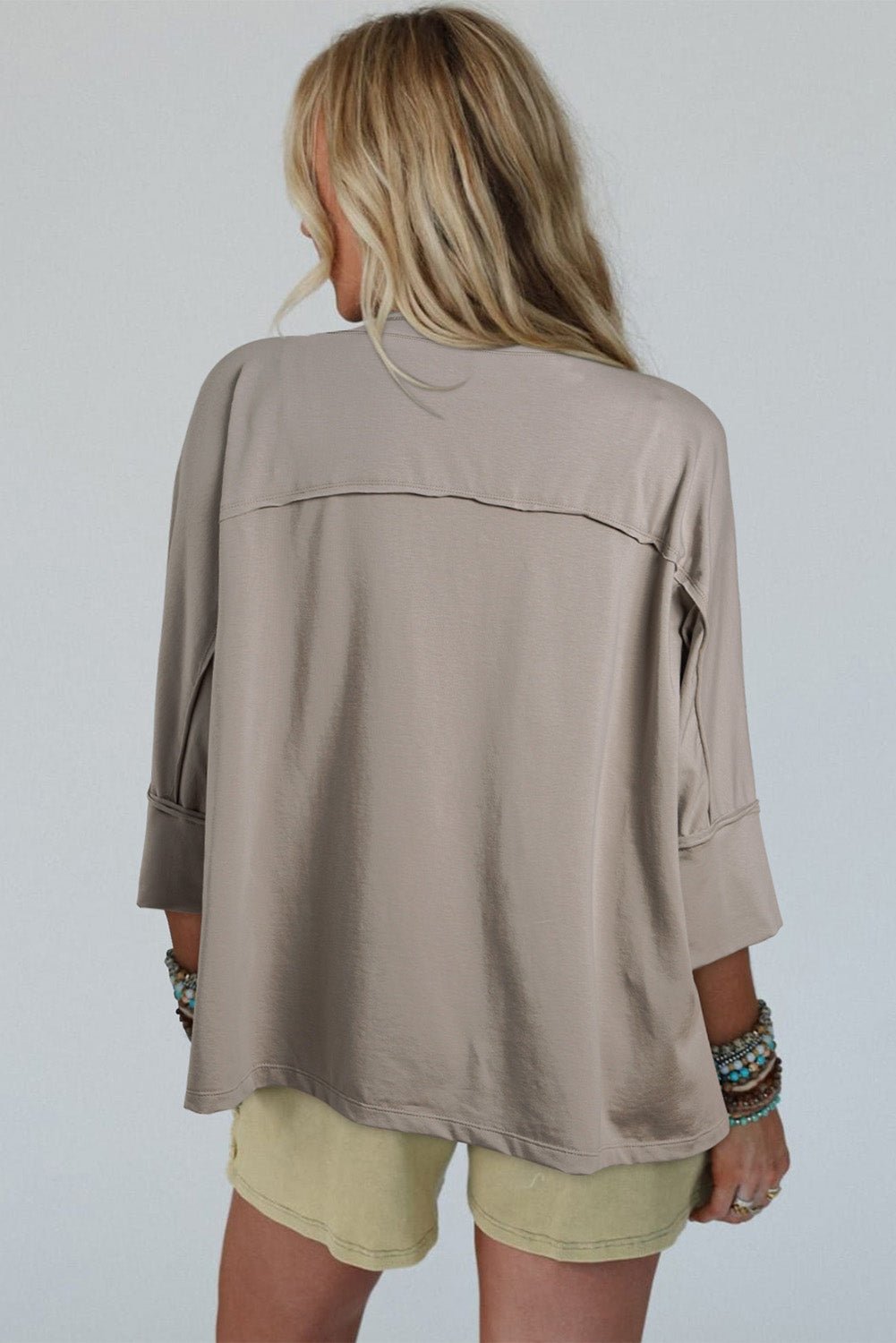 Medium Grey Floral Star Patched Exposed Seam Top - MAD RUFFI