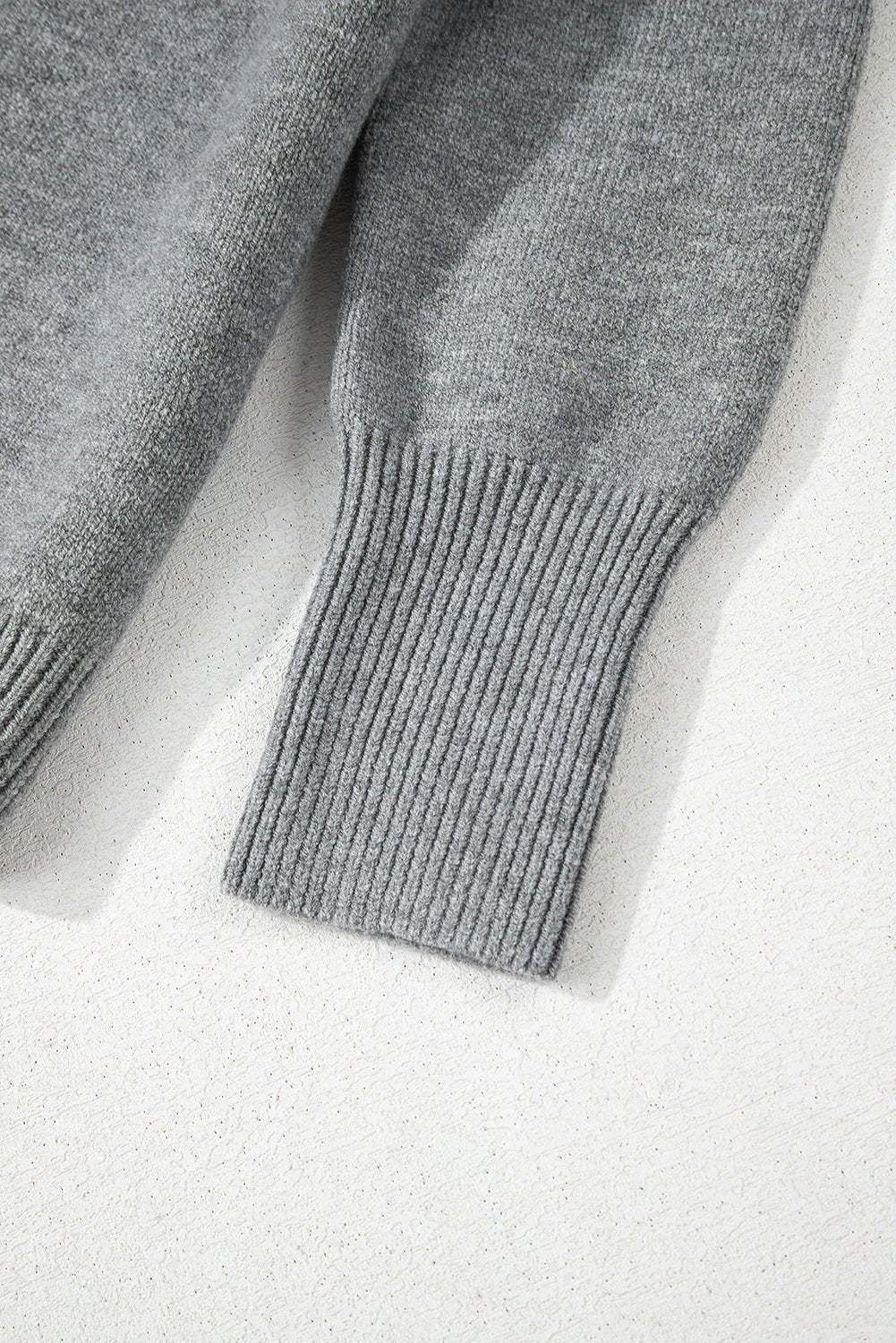 Medium Grey Hooded Button Up Drop Shoulder Sweater Cardigan - MAD RUFFI